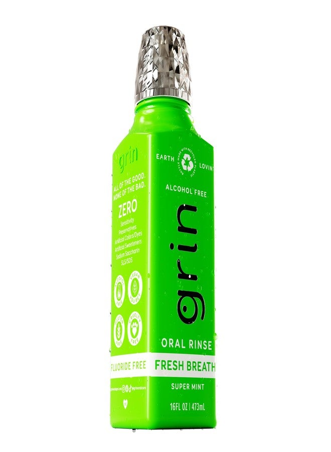 Grin Fresh Breath Oral Rinse, 16 Fl Oz, Fresh Breath Mouthwash, Super Mint Flavored, Alcohol-Free - Image 3